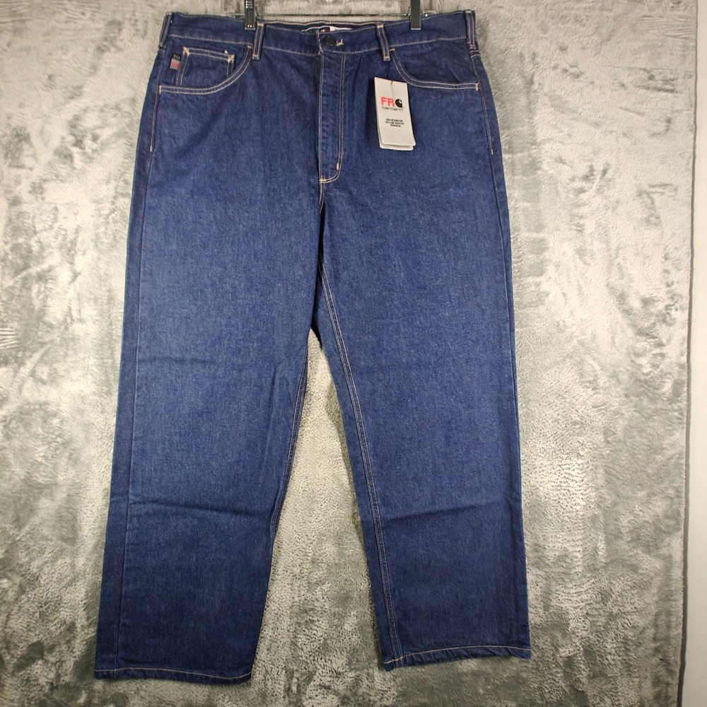 Carhartt FR Relaxed Fit Jeans Mens 40x30 Blue Flame Resistant Work Pants BD0100